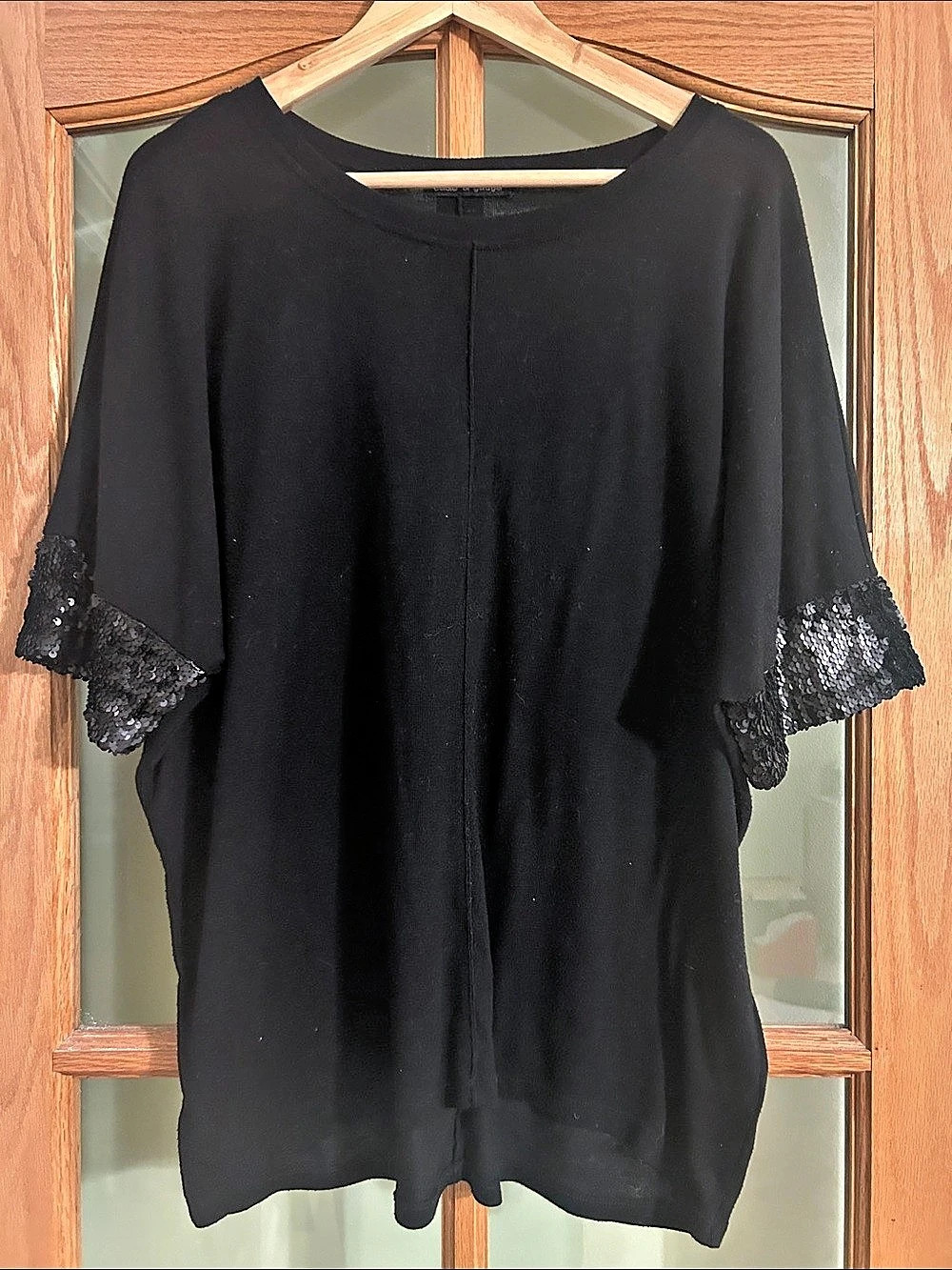 cable & gauge Black Sequin Cuff Tunic